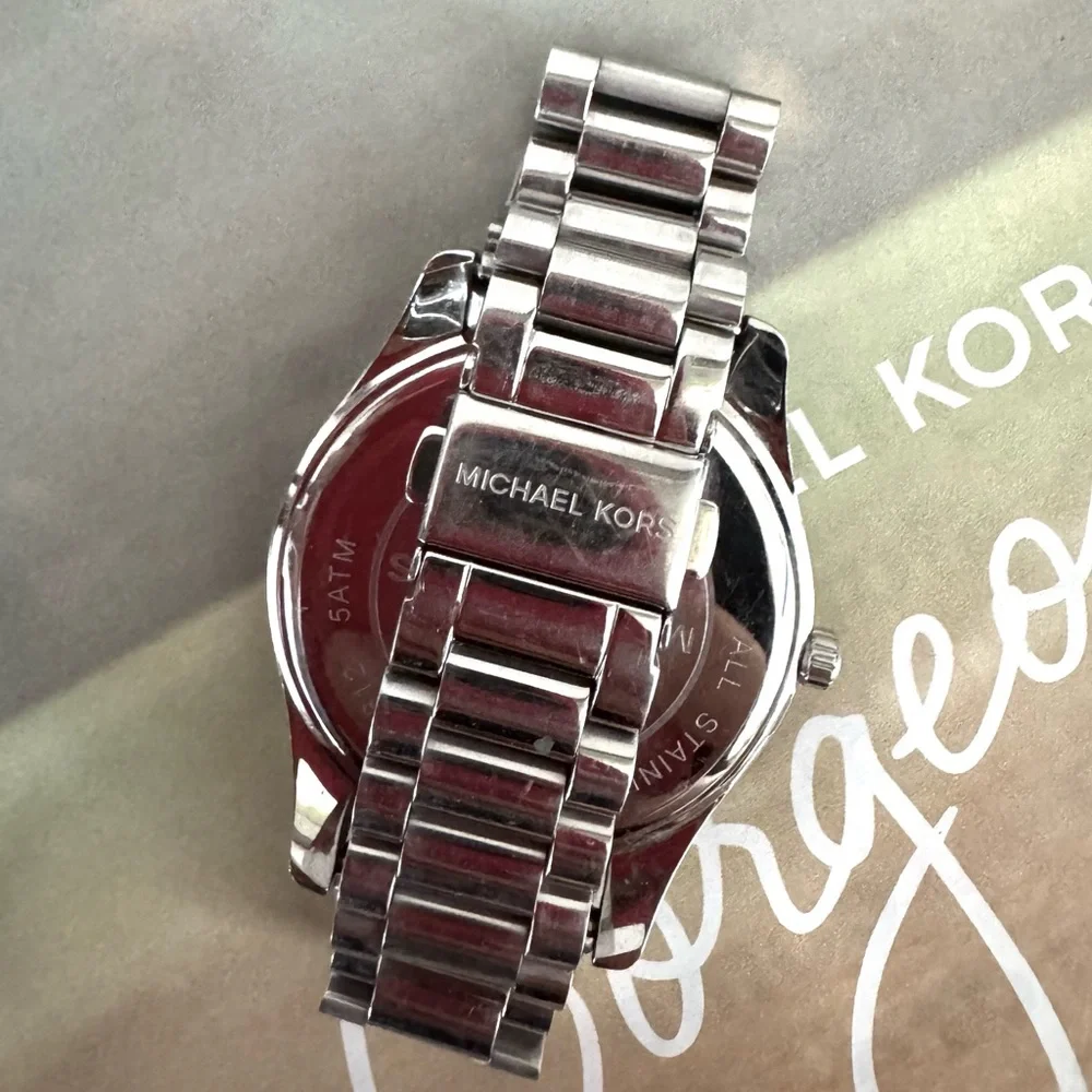 Michael Kors Silver Bracelet Watch with Navy Dial